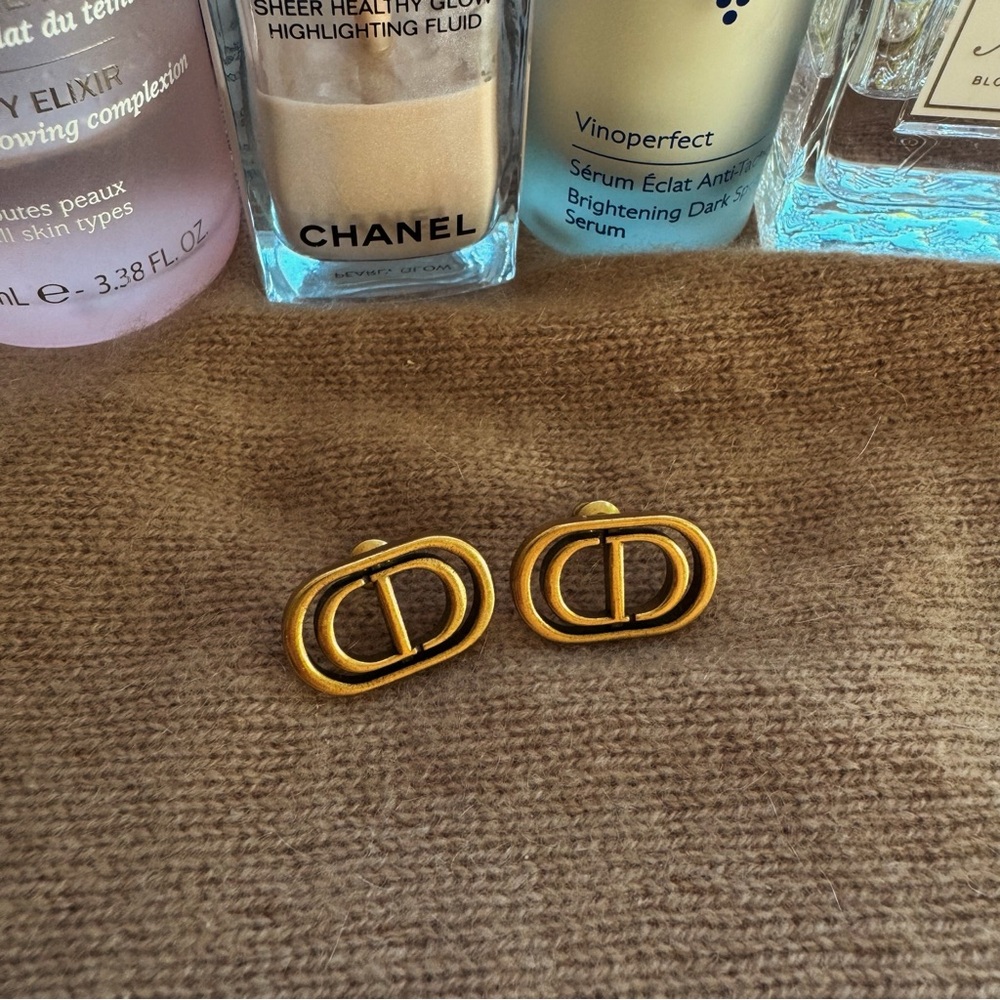 Dior Antiqued Gold Stud Earrings